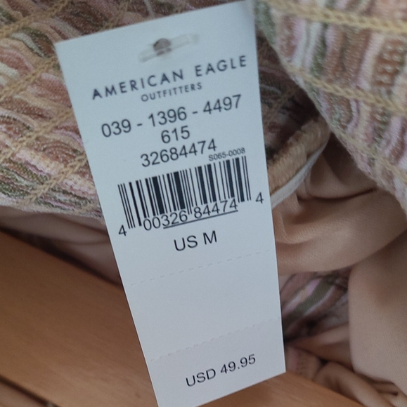 NWT American Eagle Pastel Stripe Halter One Piece Button Detail Jumpsuit - M - Picture 3 of 6